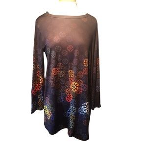 Nanu multicolor snowflake on black tunic, XL
